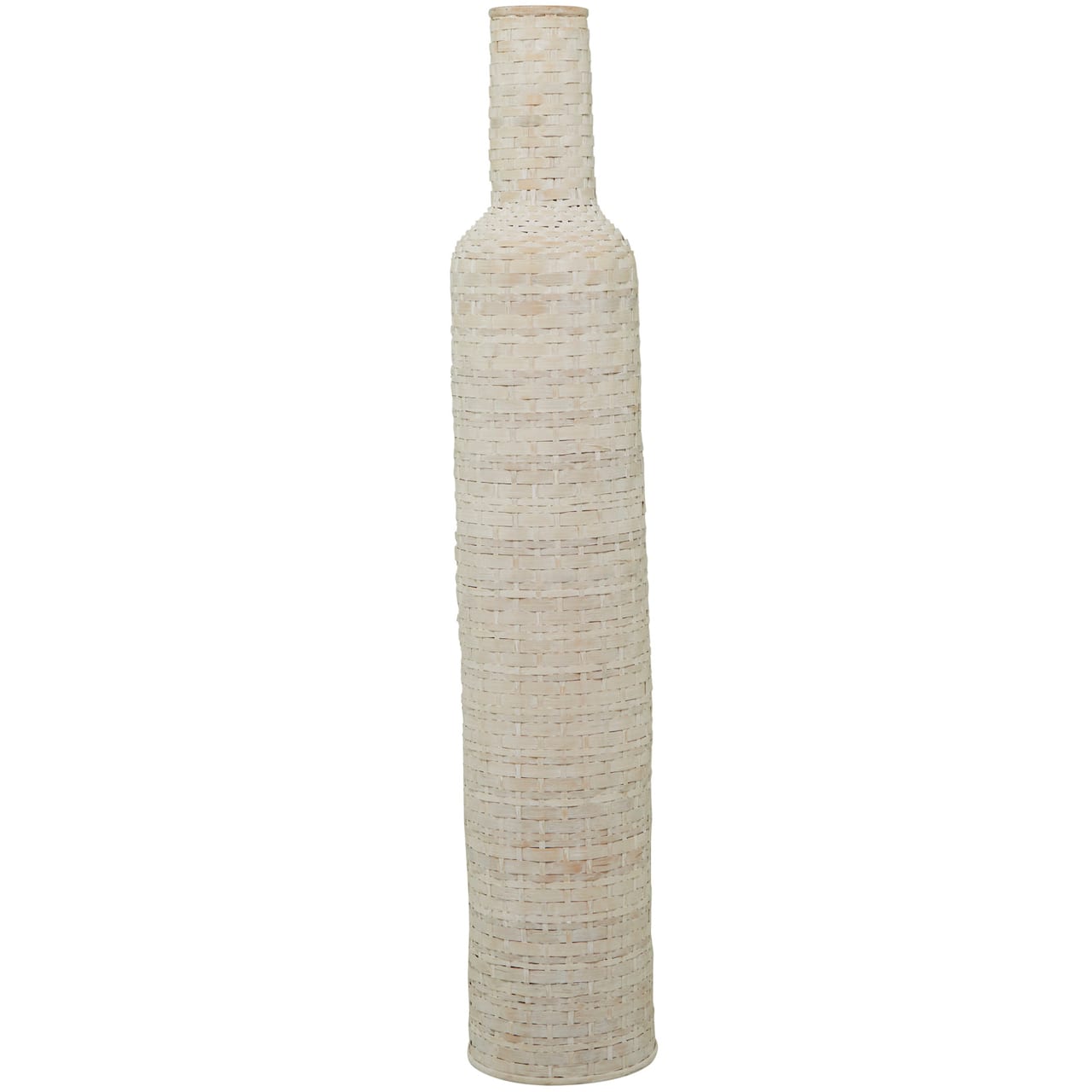 White Bamboo Tall Woven Floor Vase 9" x 9" x 48"